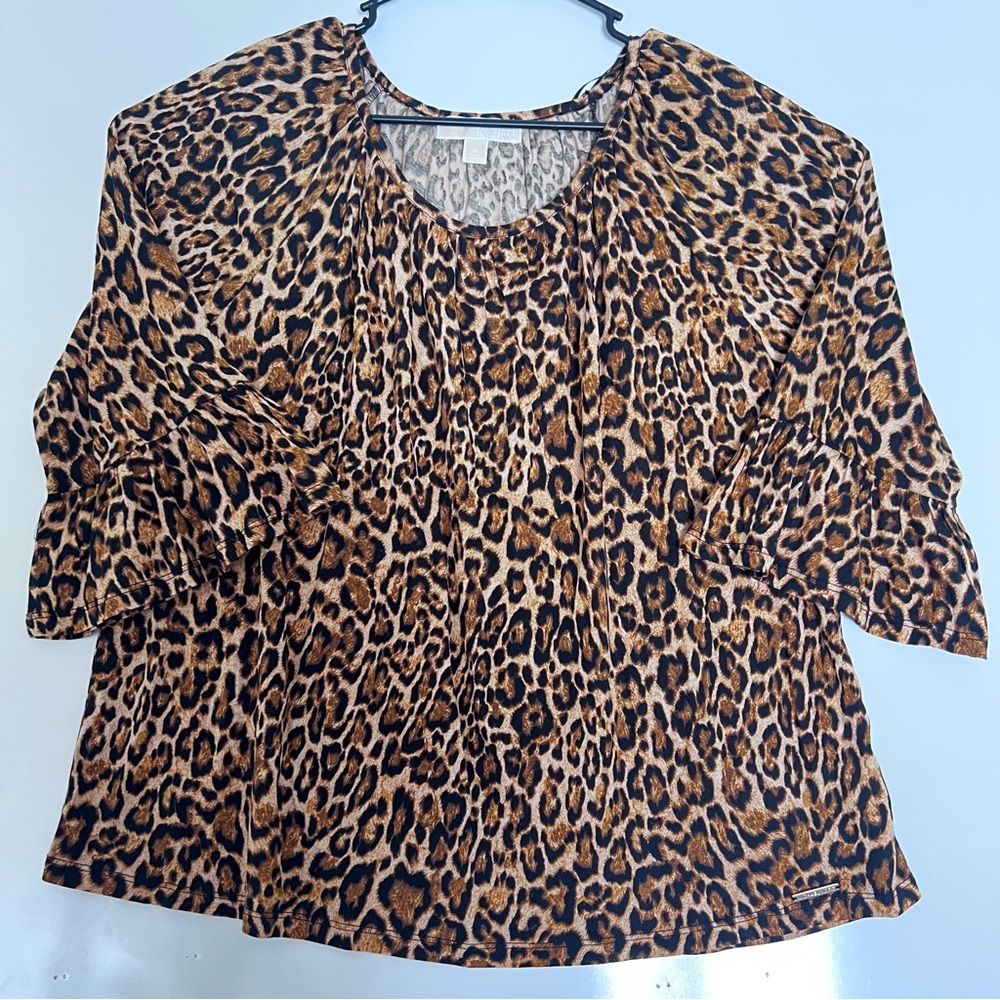 Michael Kors Brown Tan Boxy Blouse